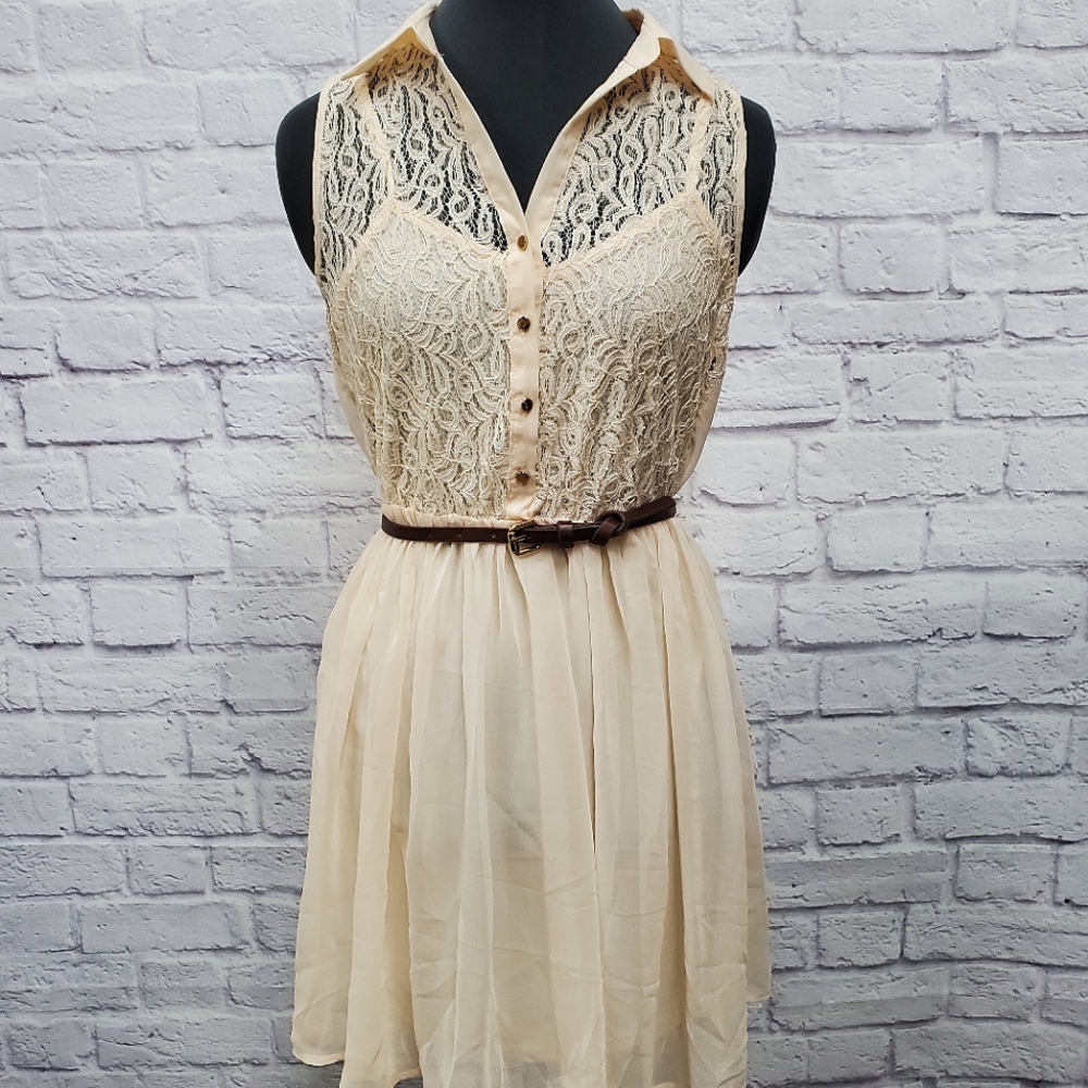 F21 Sheer Peach Lace Dress- Sz Small
